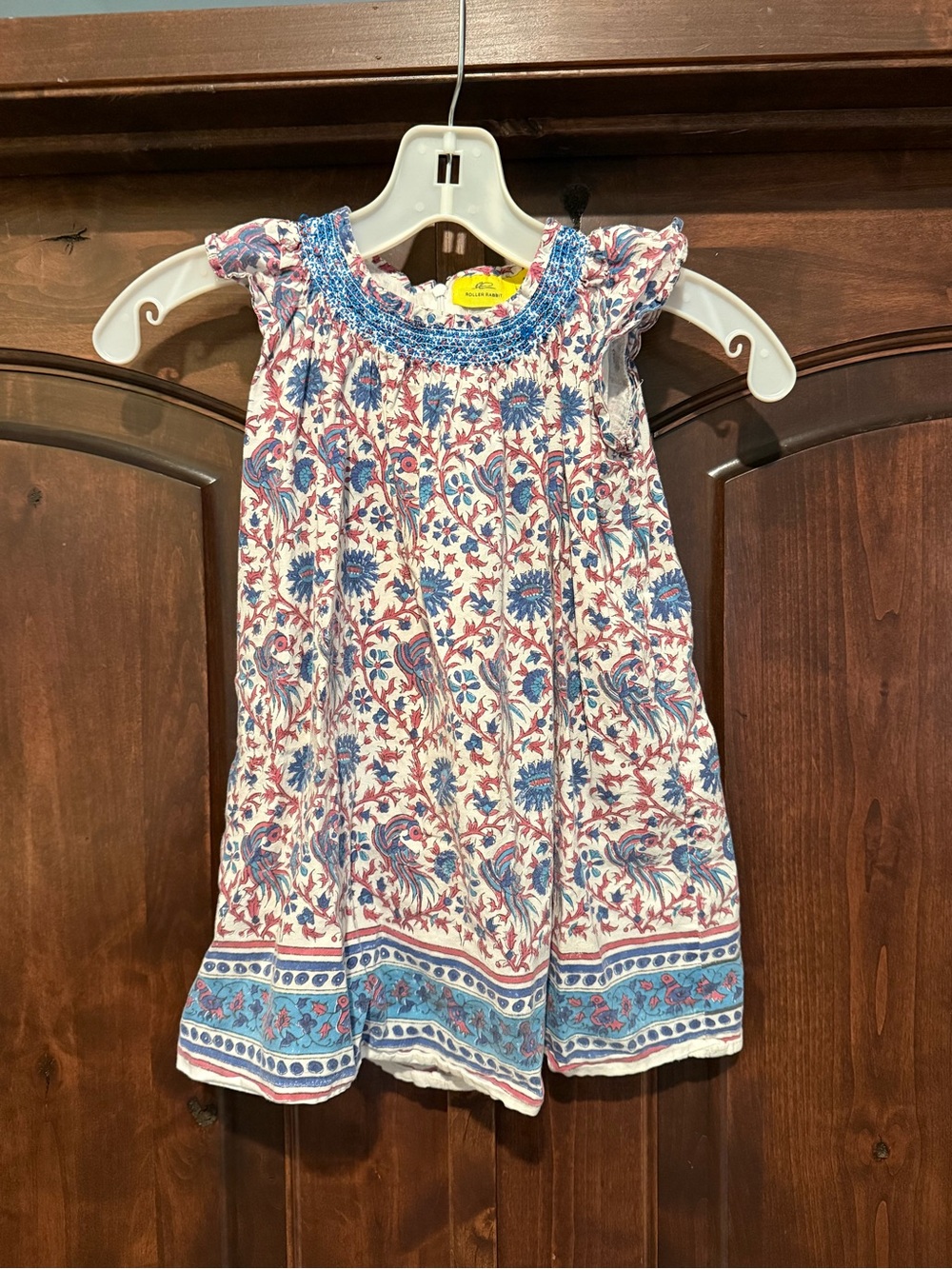 Roberta roller rabbit Smocked Floral Cotton Kids Dress - Blue & Maroon